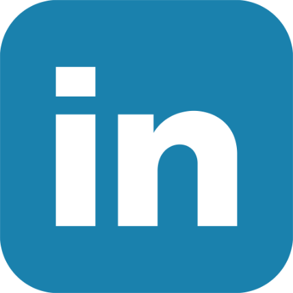 LinkedIn logo: a blue square with rounded corners, containing the white lowercase letters "in".