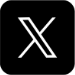 Black square icon with a white diagonal "X" in the center, resembling the logo of the social media platform X (formerly known as Twitter).