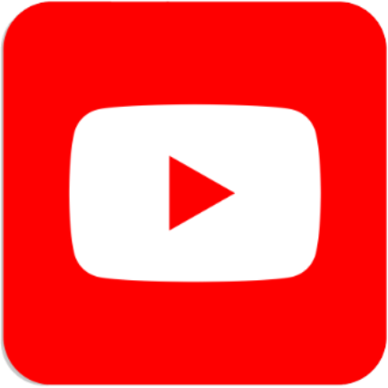 The image shows the YouTube logo: a red box with rounded corners containing a white play button in the center.